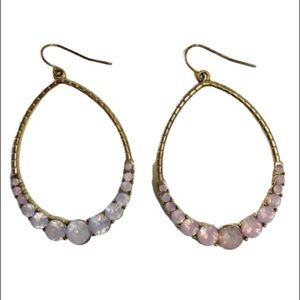 Light Pink and Gold Teardrop Earrings